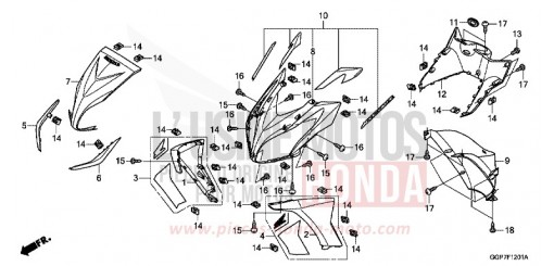 GAINE DE PROTECTION AVANT/COUVERCLE INTERNE (NSC502WH/T2) NSC50T2E de 2014